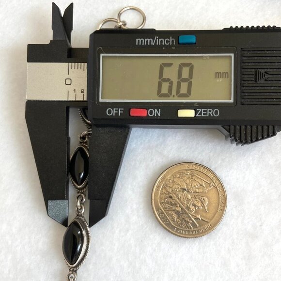 Sterling Silver Southwest Style Marquise Black Onyx Link Bracelet 6"-6.75" - Picture 15 of 16